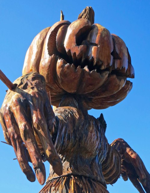 Pumpkin scarecrow wood carving at Chetwynd