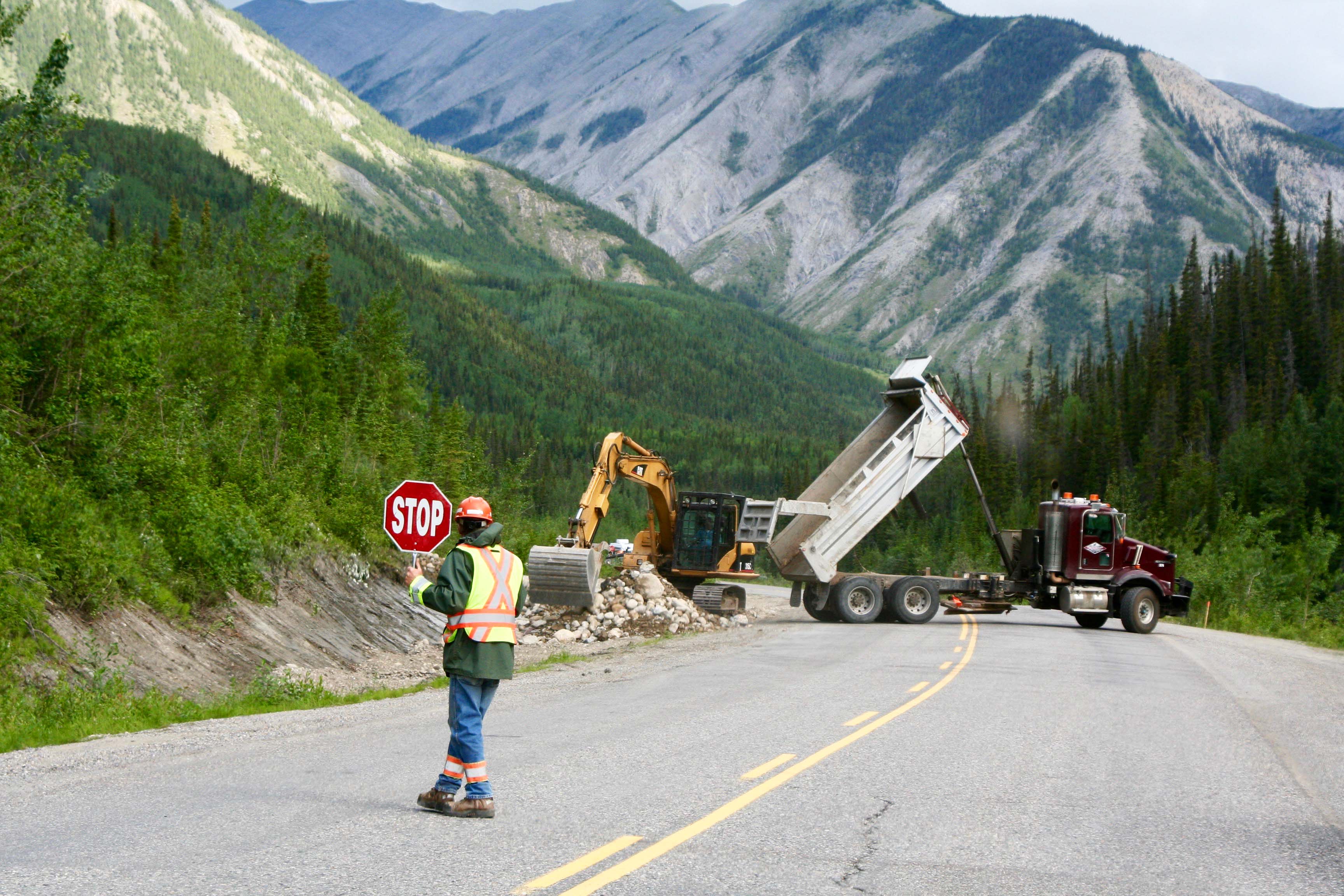 Road construction, Alaska Highway, BC