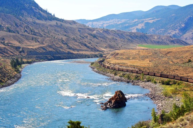 Train tracks along Fraser River