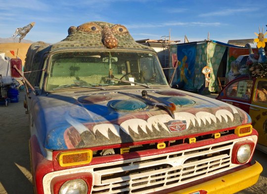 Art car featuring Kilroy at Burning Man.