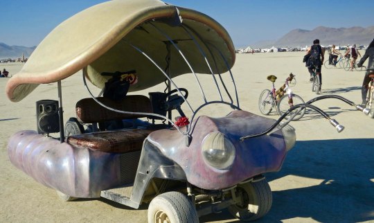 Beetle mutant vehicle at Burning Man with shell.