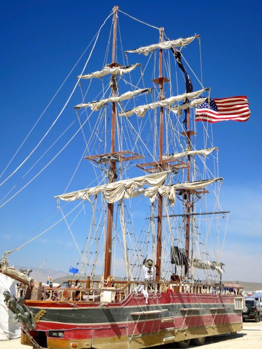 Sailing ship mutant vehicle at Burning Man.