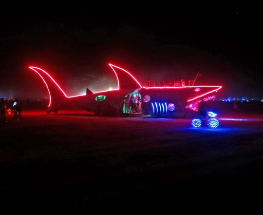 Shark mutant vehicle at Burning Man.