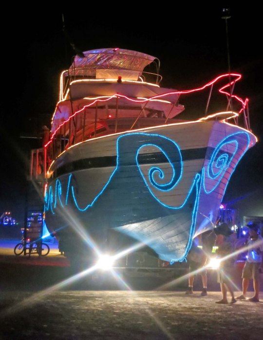 The yacht Christina mutant vehicle at Burning Man.