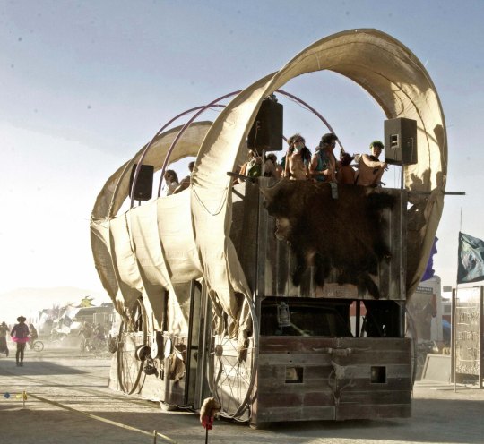 Conestoga Mutant Vehicle Wagon at Burning Man.