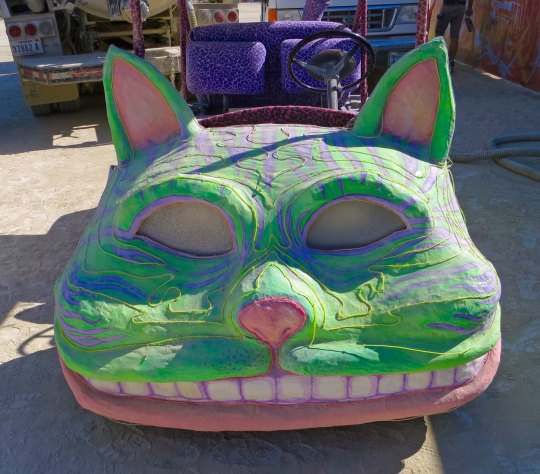 Green cat mutant vehicle at Burning Man.