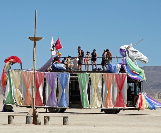 Elegant unicorn Mutant vehicle at Burning Man.