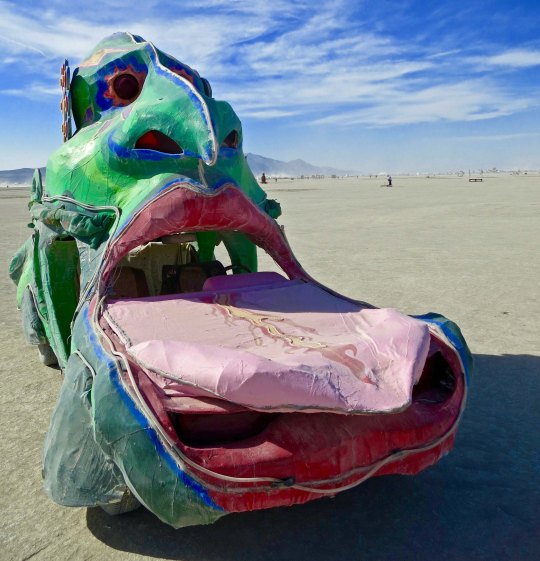 Kilroy mutant vehicle at Burning Man.