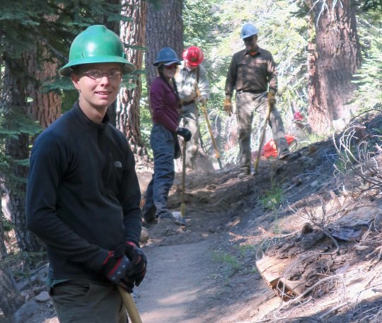 PCT Association volunteers working on the trail in the Carson-Iceberg Wilderness.