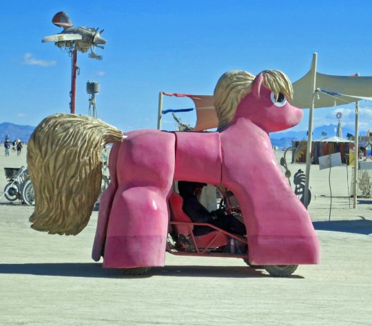 Pink pony mutant vehicle at Burning Man.