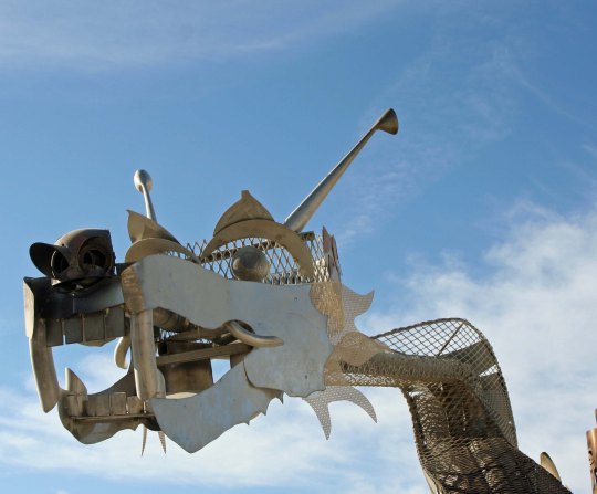 Dragon sculpture on the Playa at Burning Man.