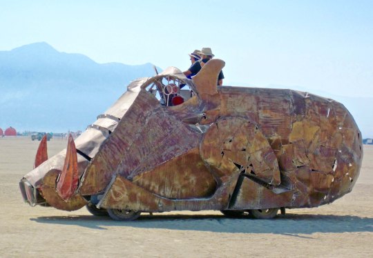 Sideview of warthog mutant vehicle at Burning Man.