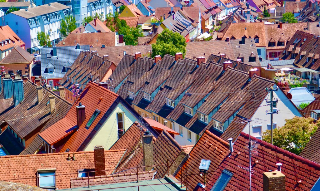 Photo of roof tops in Breisach, Germany by photographer Peggy Mekemson.