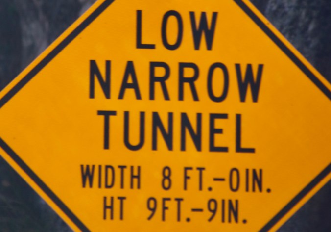 This photo illustrates just how narrow tunnels are along the Needles Highway of South Dakota's Custer State Park.